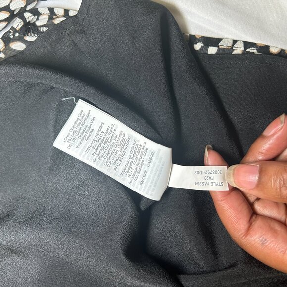 J.Crew Smocked Neck Top Oncilla Cat Print Elastic Cuffs Black & White Women's XS - Picture 11 of 11